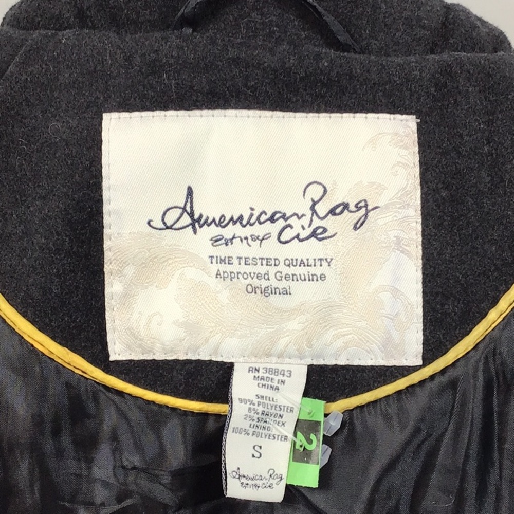 American Rag Charcoal Soft Short Peacoat Jacket Pockets Sz Small - Picture 2 of 13